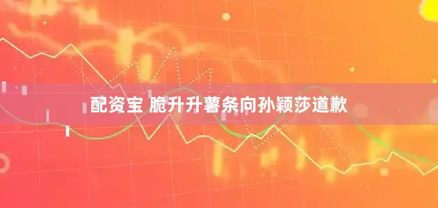 配资宝 脆升升薯条向孙颖莎道歉